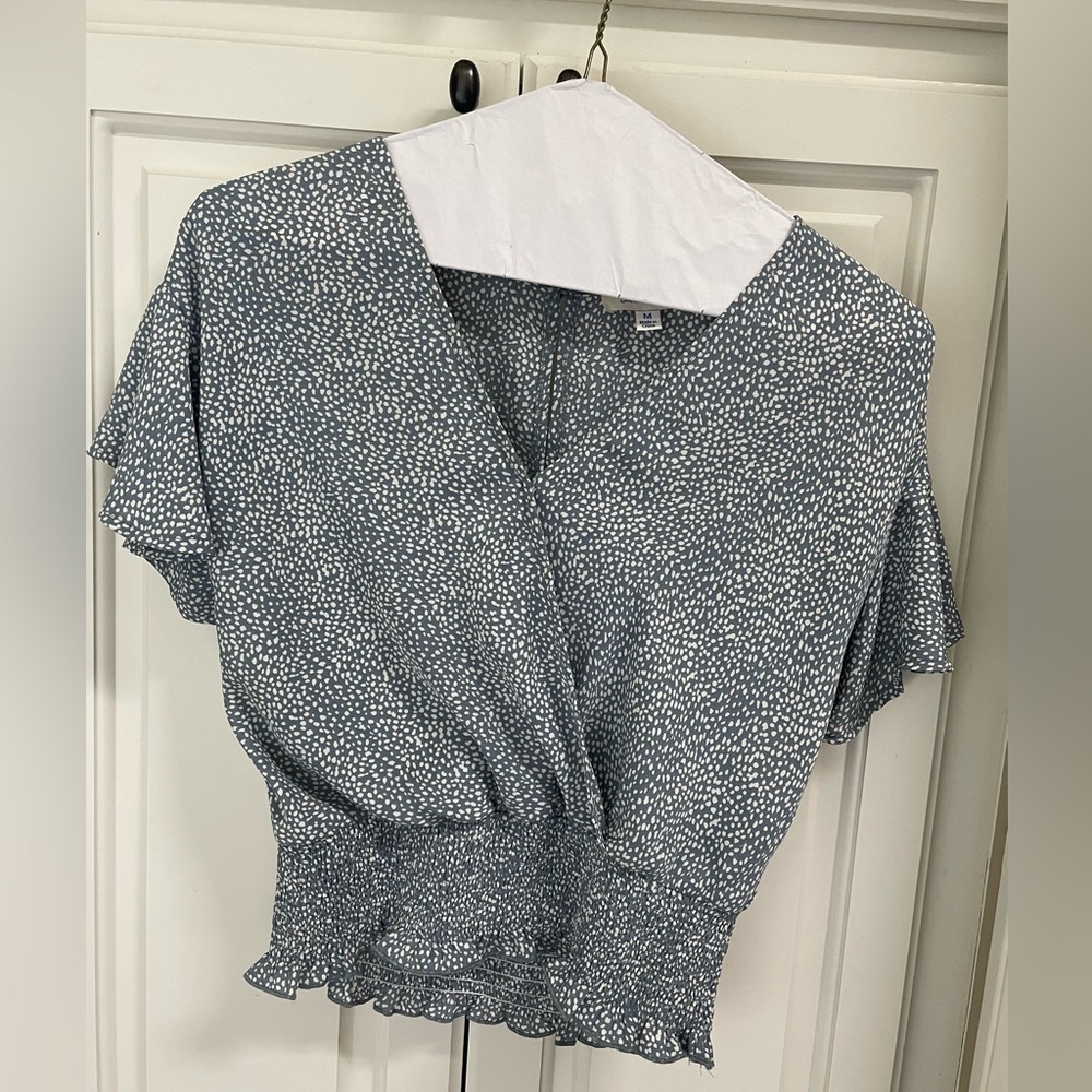 Blue and white crop blouse